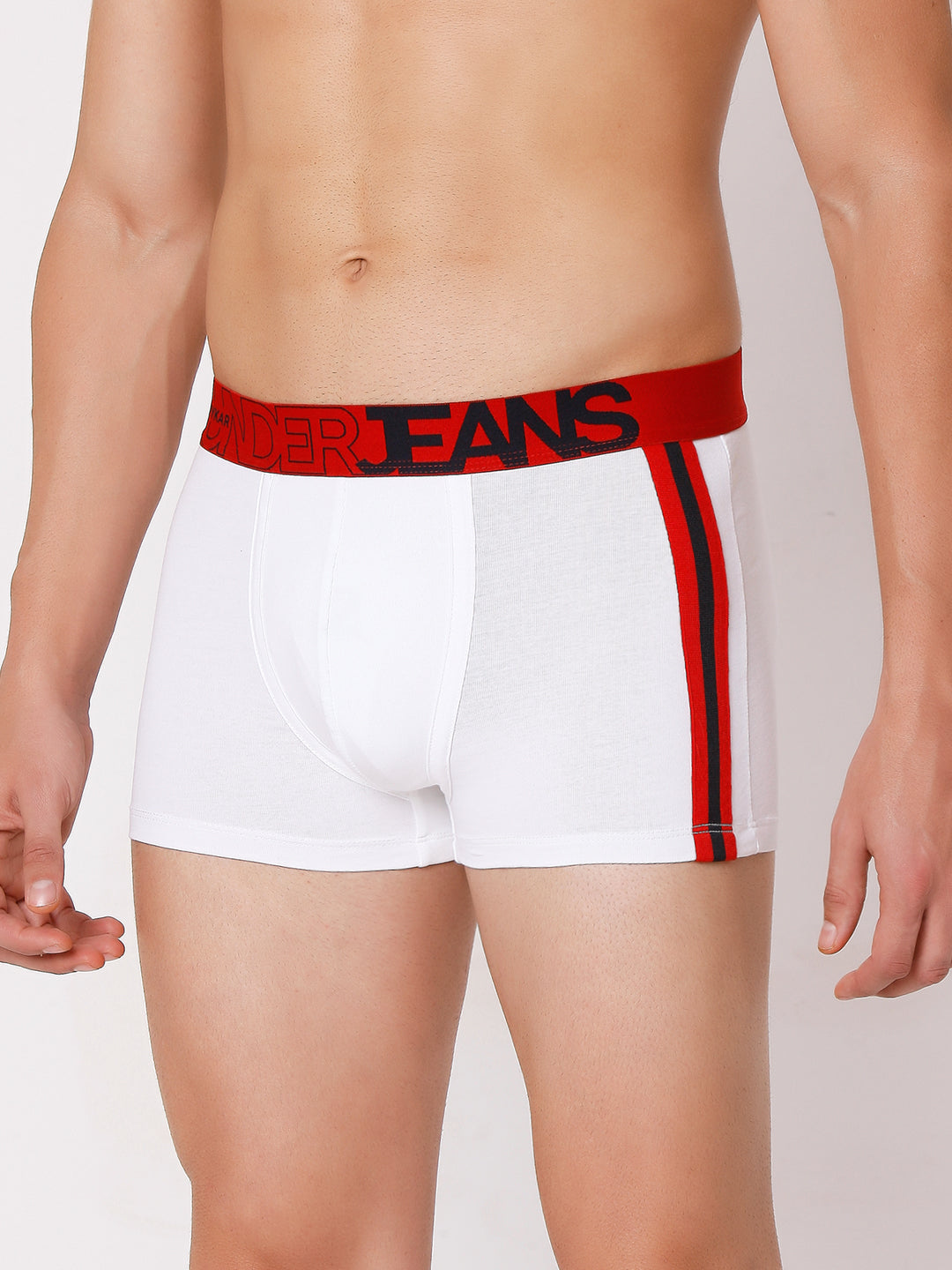 Men Premium Black-Orange & White-Red Cotton Blend Trunk (Pack of 2)- UnderJeans by Spykar