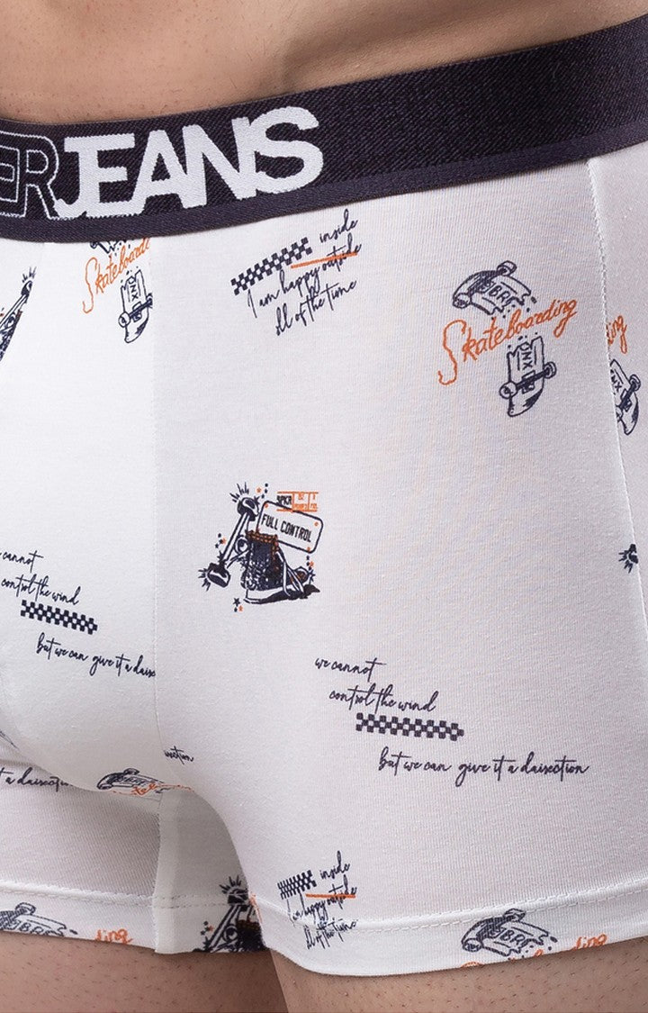 White Cotton Trunk for Men Premium - (Pack of 2)- UnderJeans by Spykar