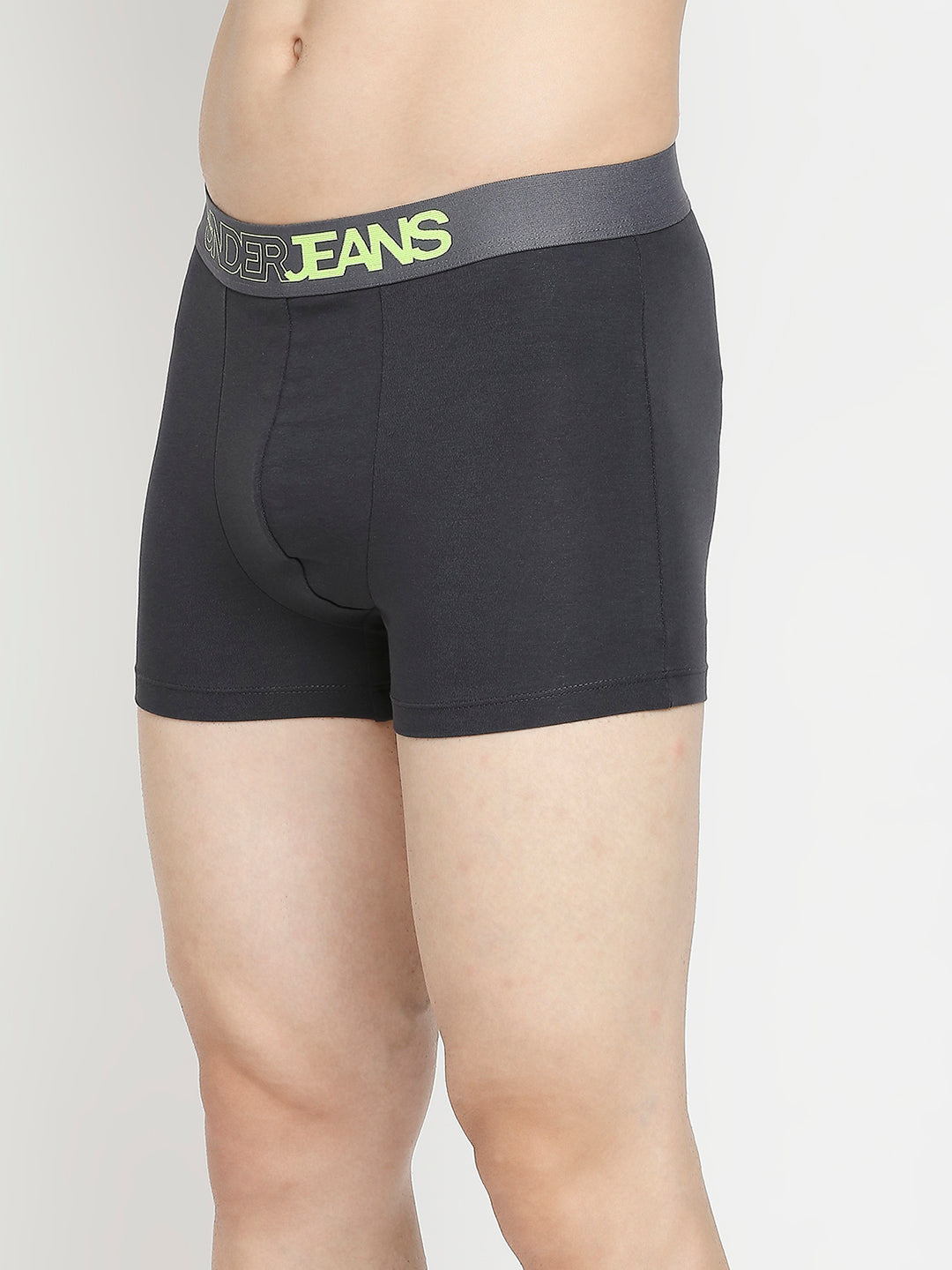 Men Premium Dark Grey & Olive Cotton Blend Trunk - Pack Of 2- UnderJeans by Spykar