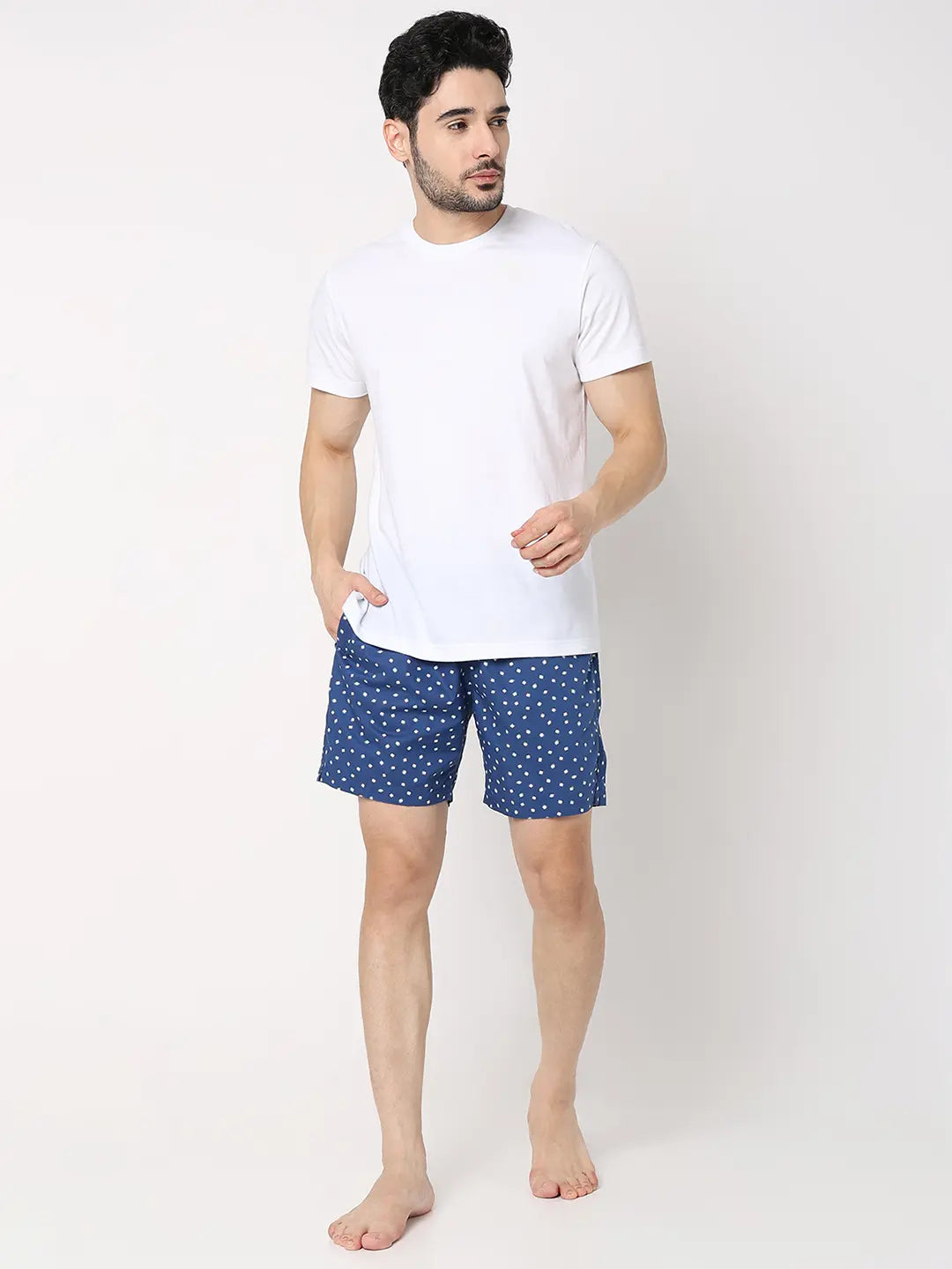 Underjeans by Spykar Men Premium Blue Cotton Blend Regular Fit Boxer Shorts