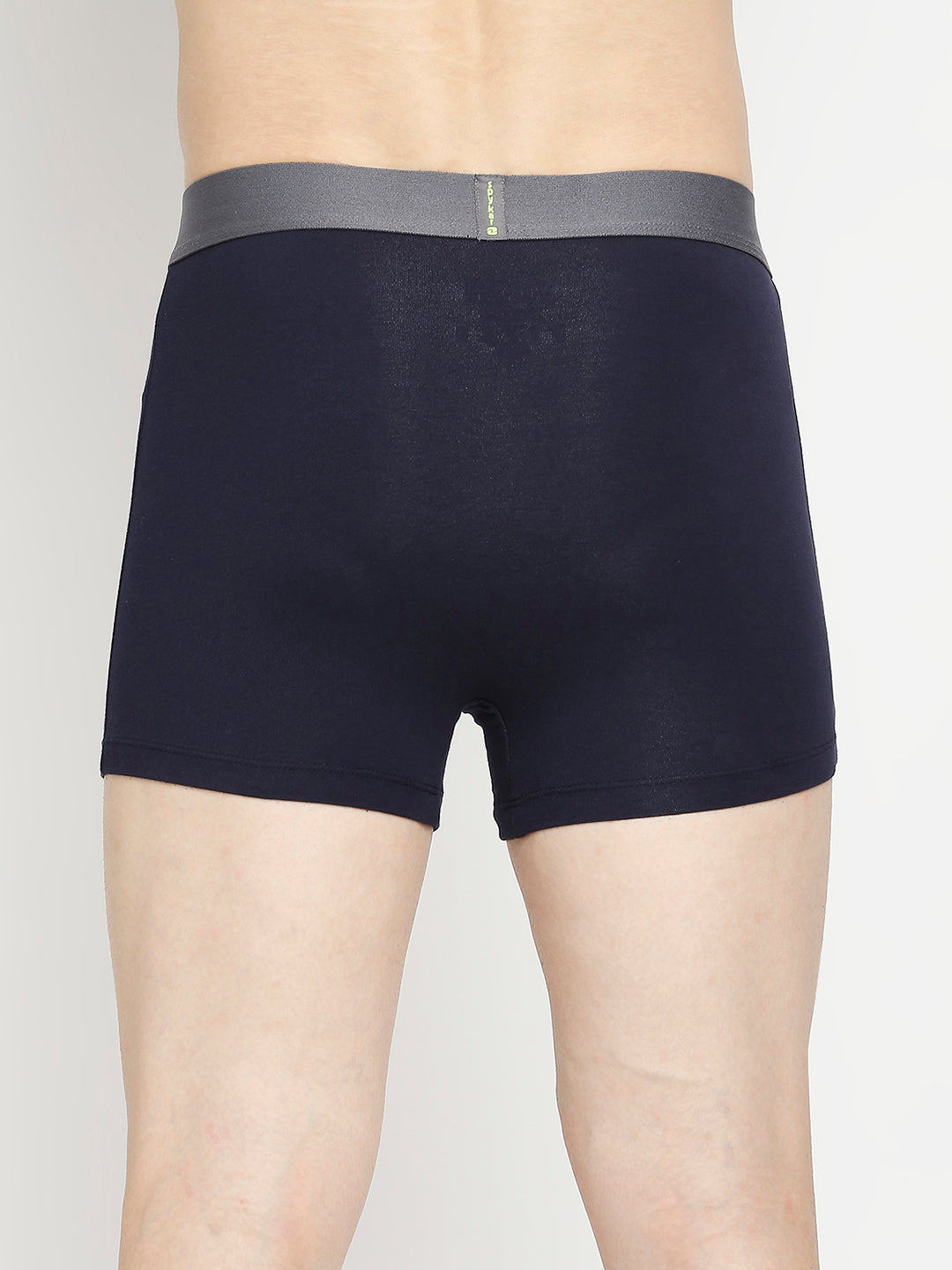 Men Premium Navy Blue & Olive Cotton Blend Trunk - Pack Of 2- UnderJeans by Spykar