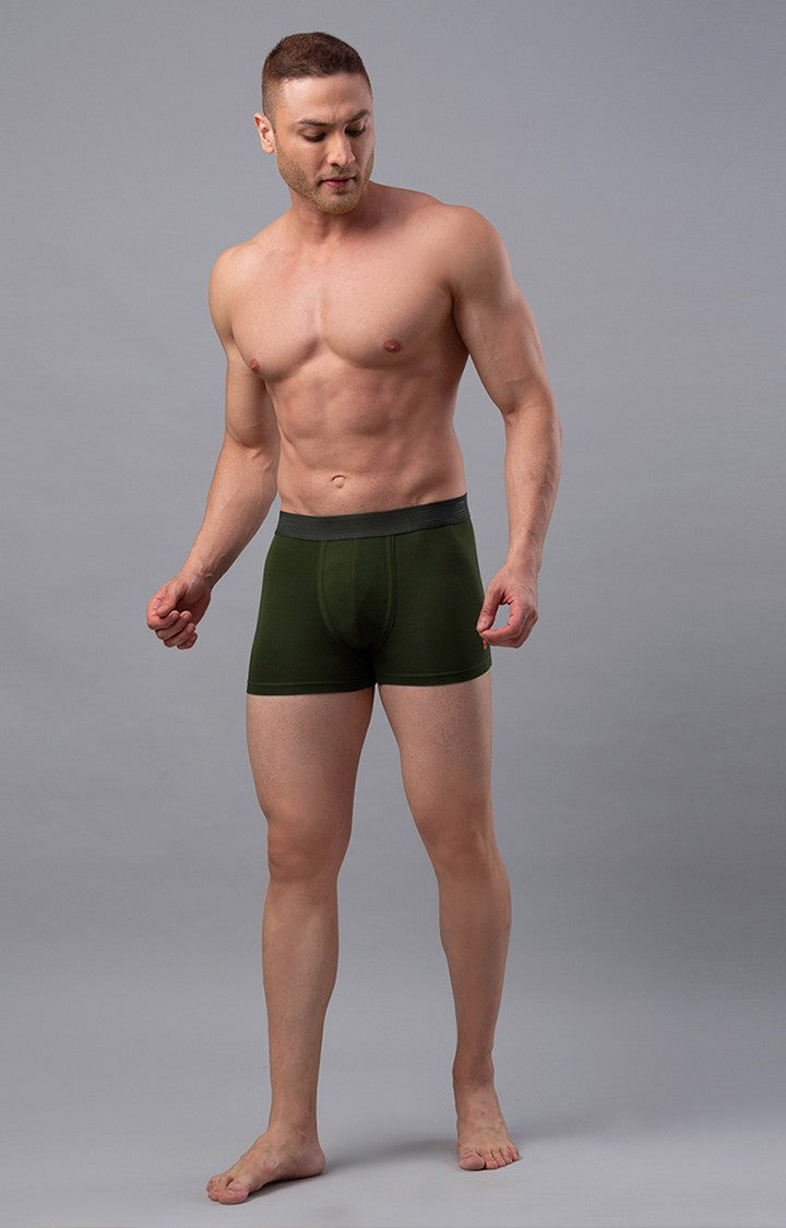Olive Cotton Blend Trunk for Men Premium- UnderJeans by Spykar
