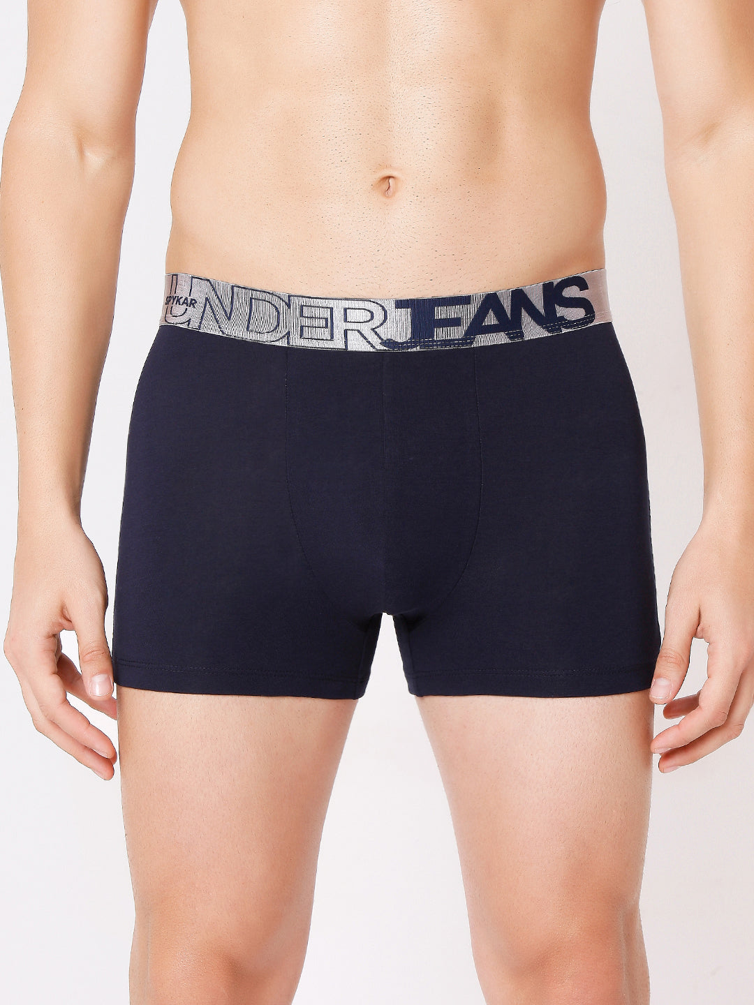 Men Premium Navy & White Cotton Blend Trunk (Pack of 2)- UnderJeans by Spykar