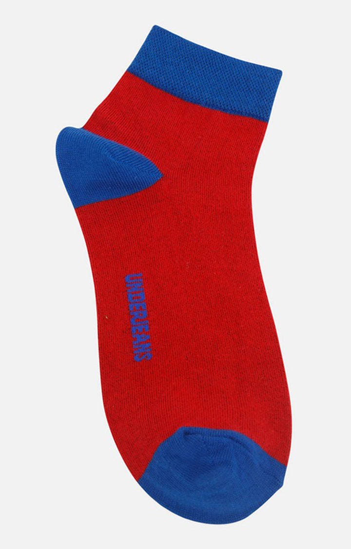 Men Premium Red Blue Ankle Length (Non Terry) Single Pair of Socks- UnderJeans by Spykar