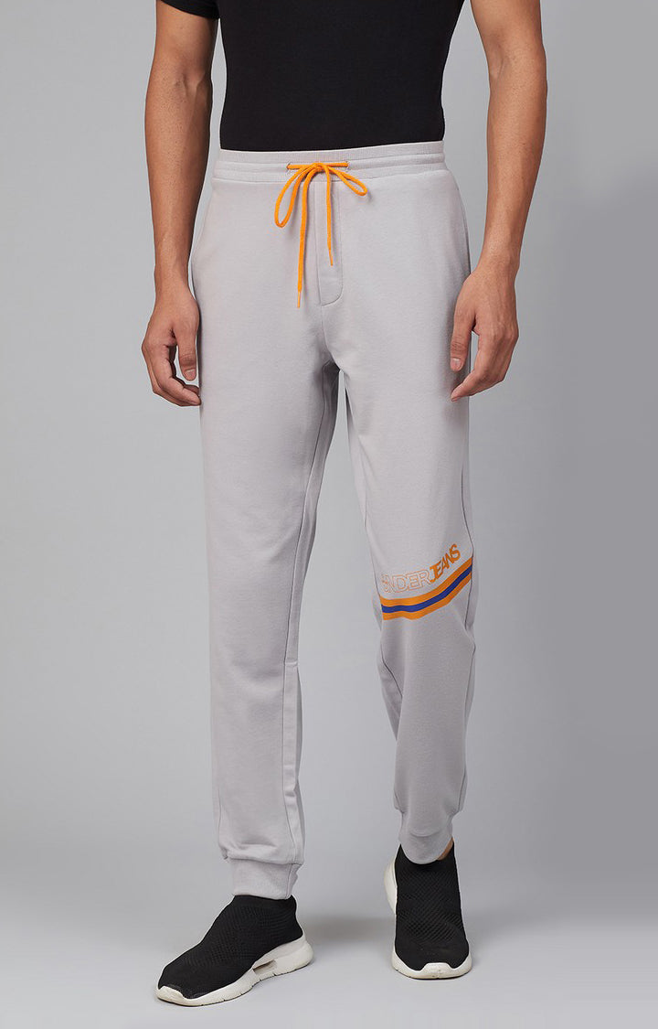 Grey Cotton Blend Solid Trackpants- UnderJeans by Spykar