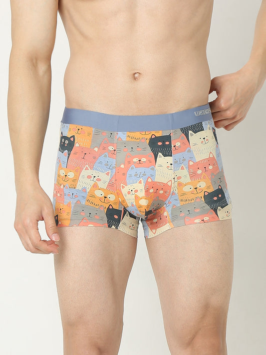 Underjeans by Spykar Men Super Premium Printed Bonded Elastic Orange Trunk