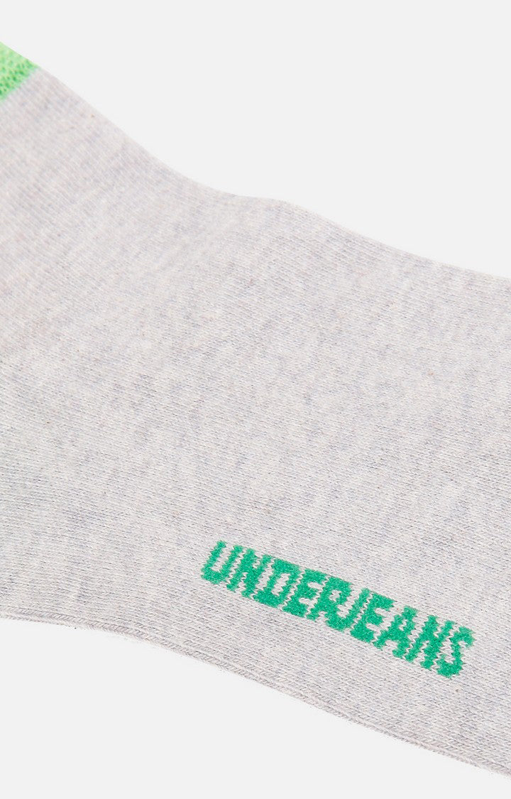 Men Premium Grey Green Ankle Length (Non Terry) Single Pair of Socks- UnderJeans by Spykar