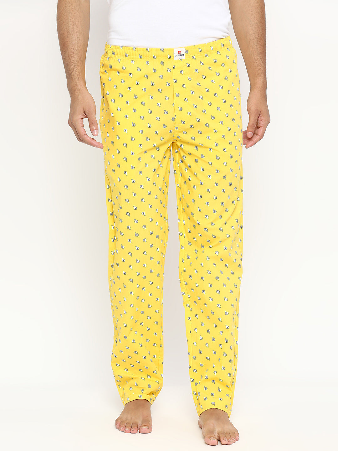 Men Premium Yellow Cotton Woven Pyjama - UnderJeans by Spykar