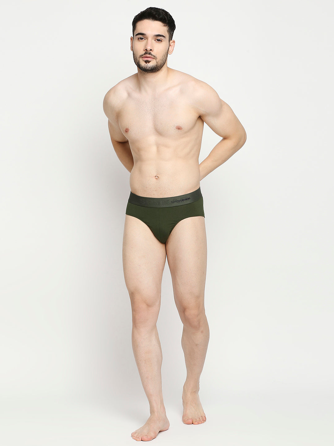Underjeans by Spykar Men Premium Cotton Blend Olive Brief