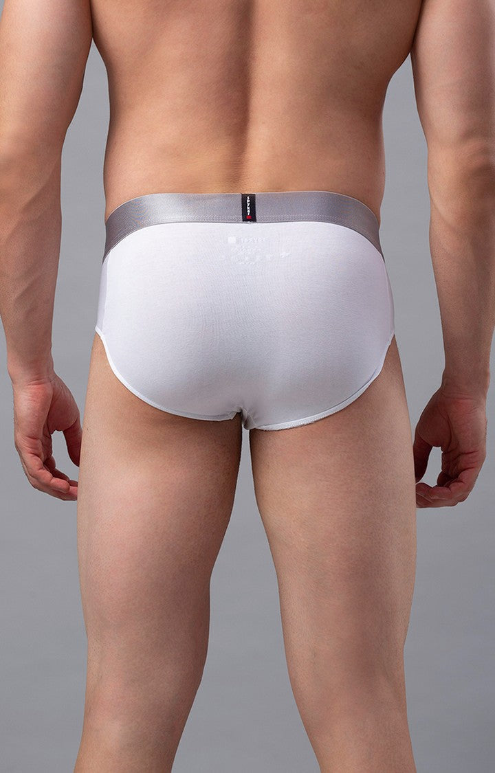 Underjeans by Spykar Men Premium Cotton Blend White Brief