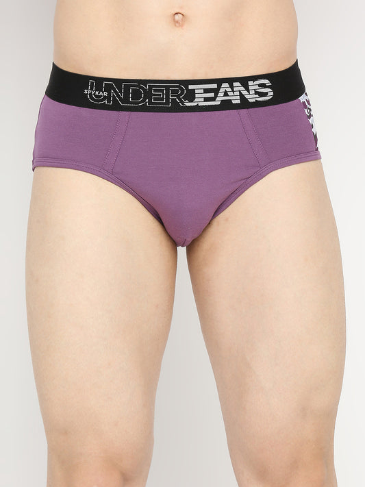 Underjeans by Spykar Men Premium Dull Purple Cotton Blend Brief