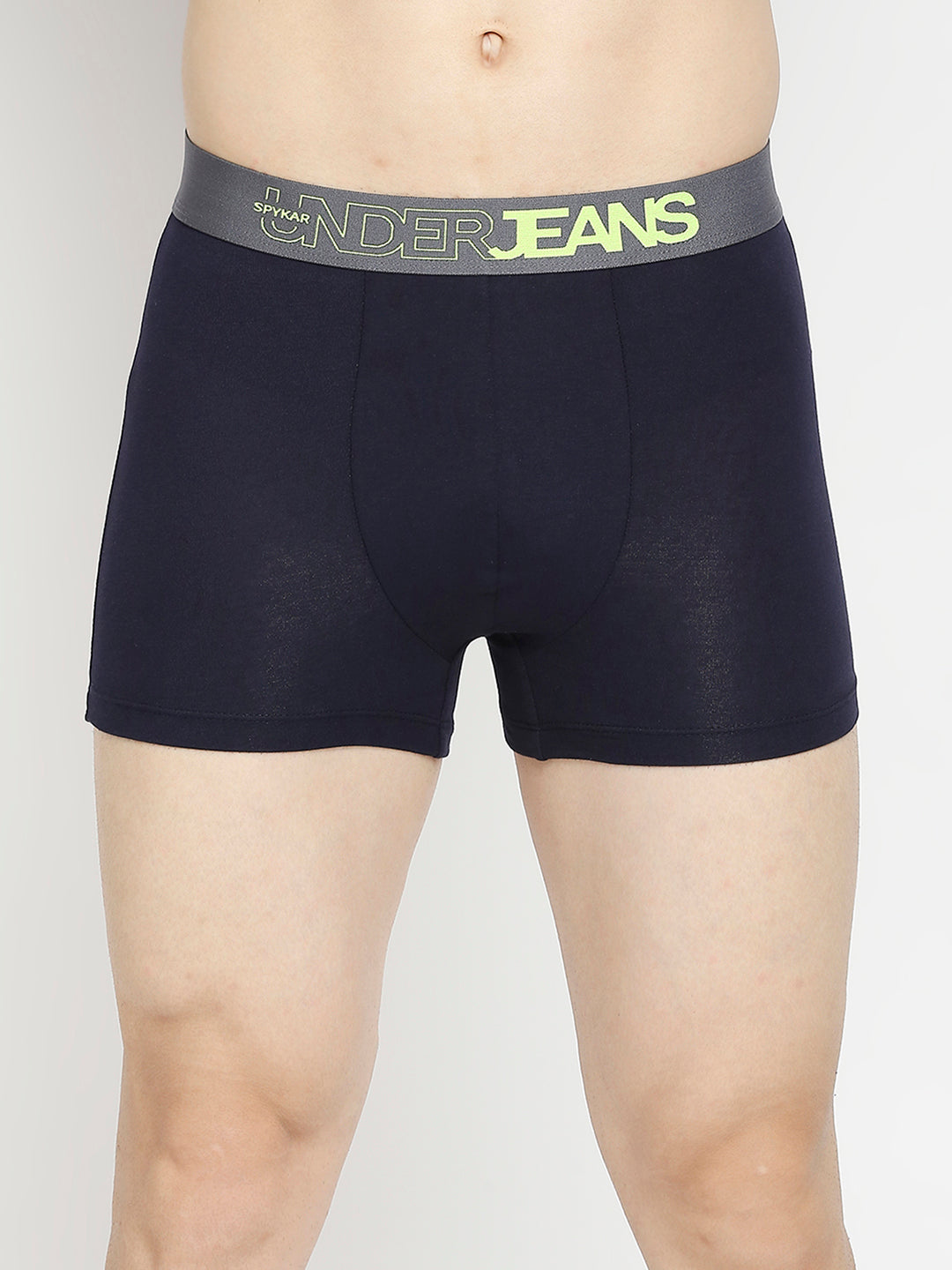 Men Premium Yellow & Navy Blue Cotton Blend Trunk - Pack Of 2- UnderJeans by Spykar