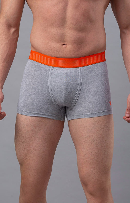 Men Premium Grey-Orange Cotton Blend Trunk- UnderJeans by Spykar