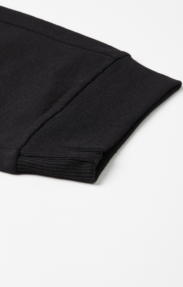 Black Cotton Blend Solid Trackpants- UnderJeans by Spykar