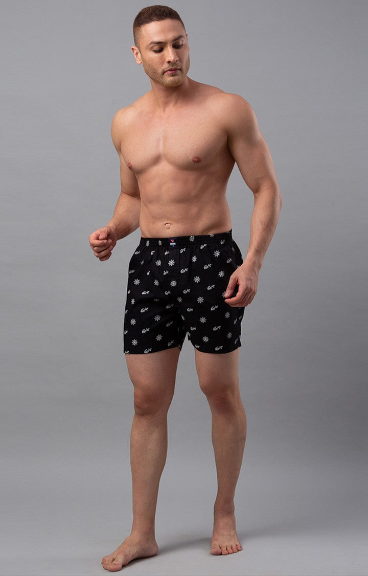 Black Cotton Boxer for Men Premium - (Pack of 2)- UnderJeans by Spykar