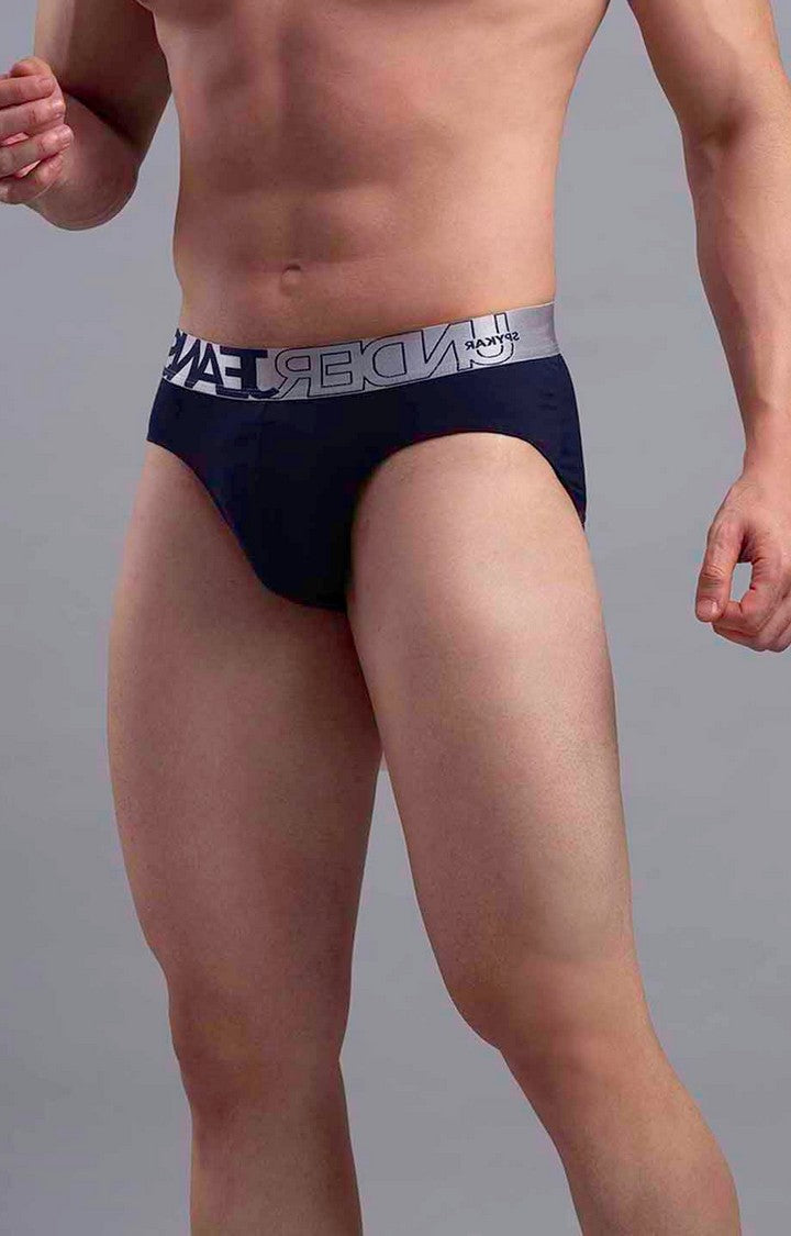 Underjeans by Spykar Men Premium Cotton Blend Navy Brief