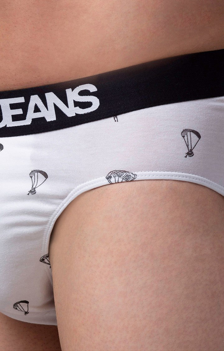 White Cotton Brief for Men Premium - (Pack of 2)- UnderJeans by Spykar