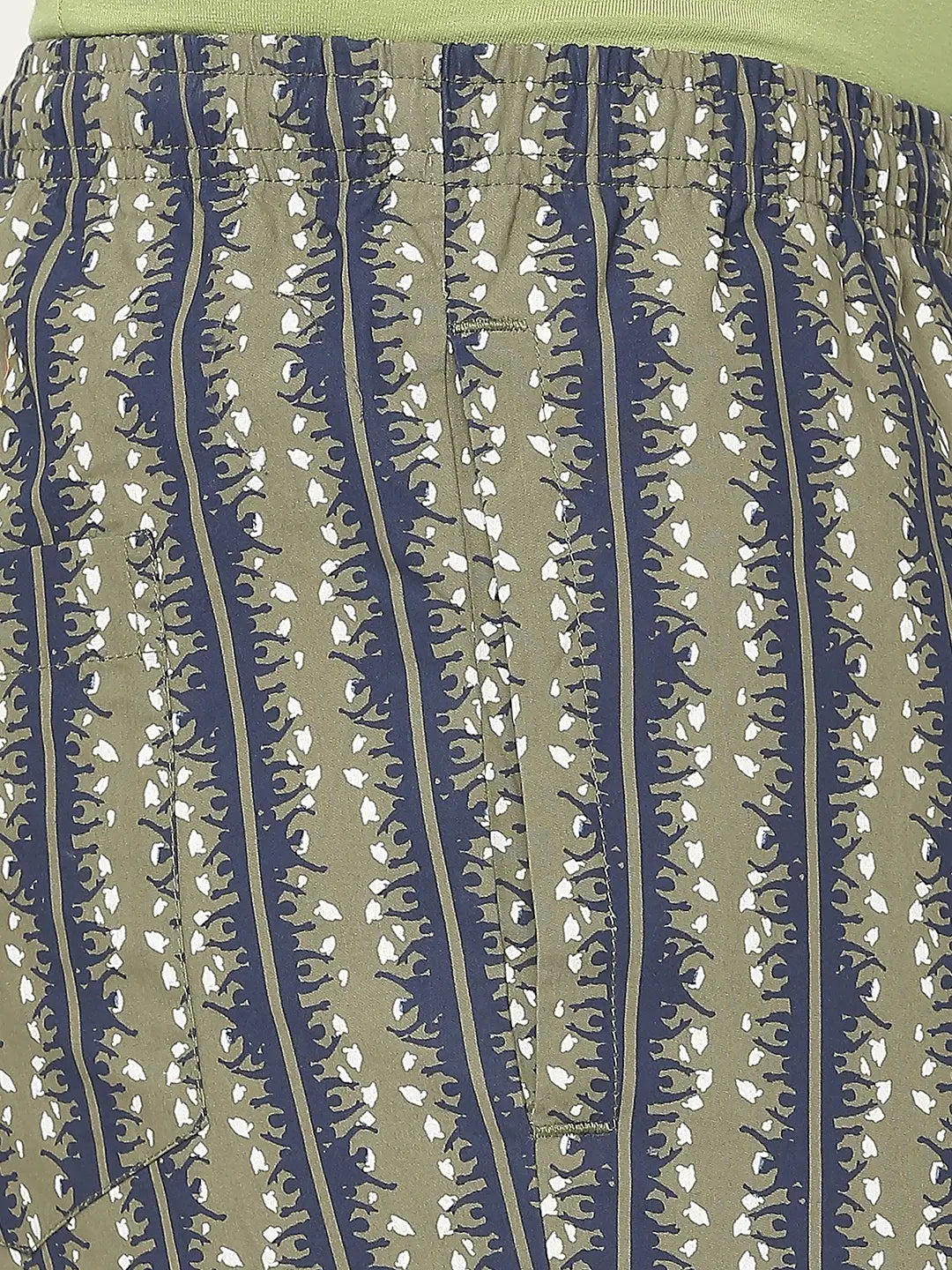 Men Premium Cotton Printed Olive Pyjama- UnderJeans by Spykar