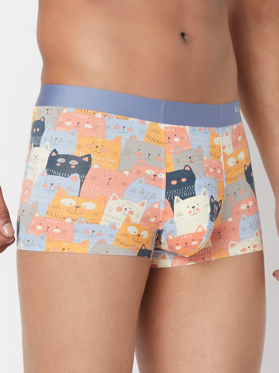 Men Orange Printed Super Premium Bonded Elastic Trunk - UnderJeans by Spykar