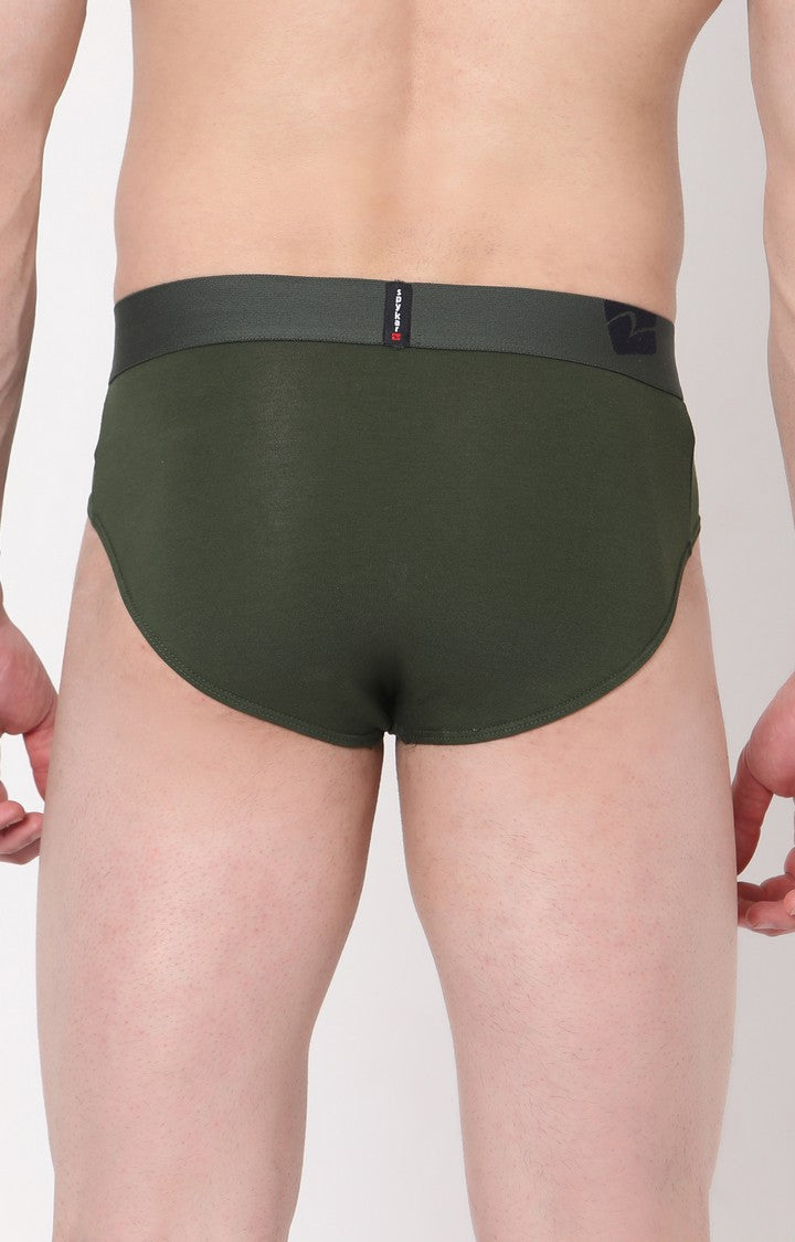 Men Premium Cotton Blend Olive Brief - (Pack of 2)- UnderJeans by Spykar