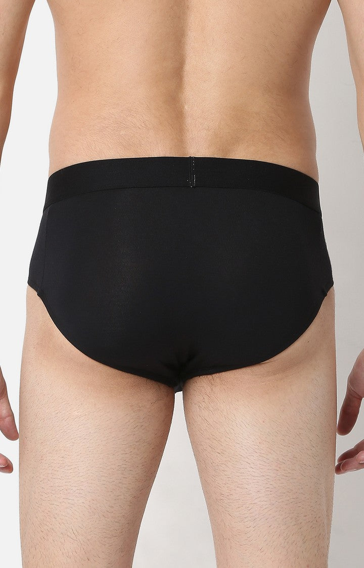 Men Premiums Black Micromodal Brief - UnderJeans by Spykar