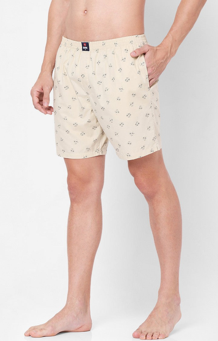 Men Premium Beige Cotton Boxers- UnderJeans by Spykar