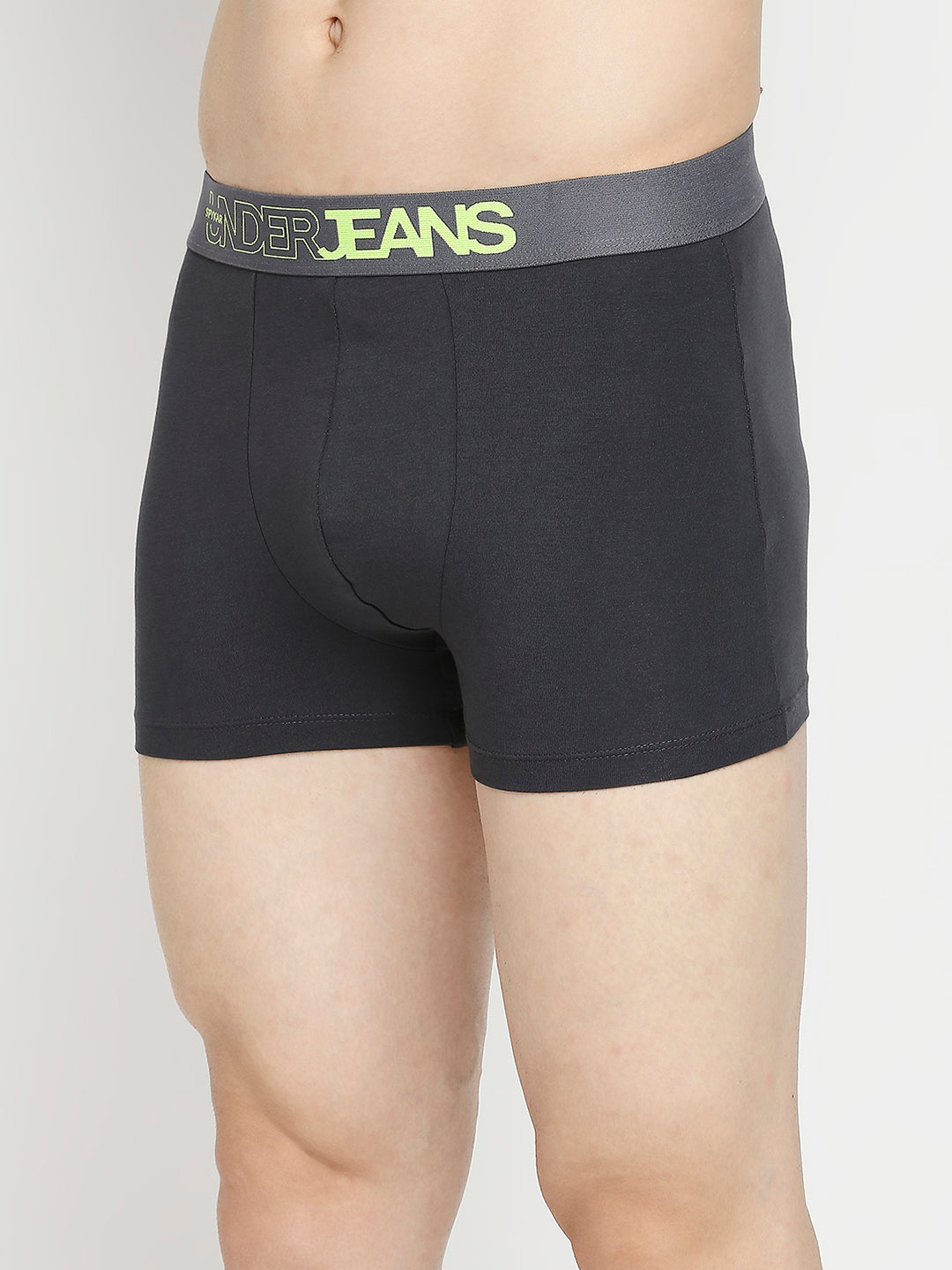 Men Premium Maroon & Dark Grey Cotton Blend Trunk - Pack Of 2- UnderJeans by Spykar
