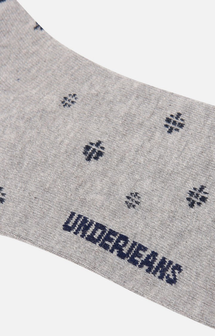 Men Premium Grey Black Ankle Length (Non Terry) Single Pair of Socks- UnderJeans by Spykar