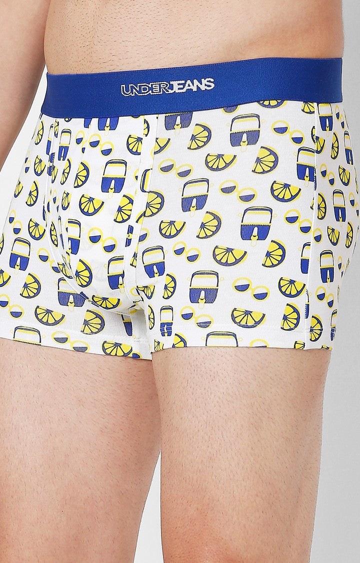 Underjeans by Spykar Men Premium Blue Cotton Blend Printed Trunk