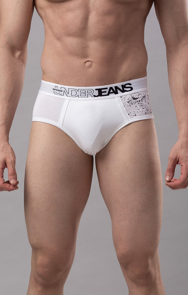 Underjeans by Spykar Men Premium Cotton Blend White Brief - (Pack of 2)
