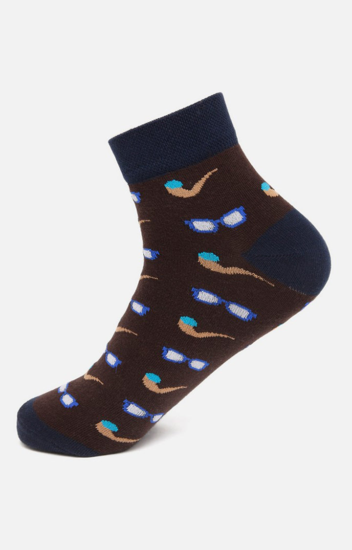 Men Premium Brown Ankle Length (Non Terry) Single Pair of Socks- UnderJeans by Spykar