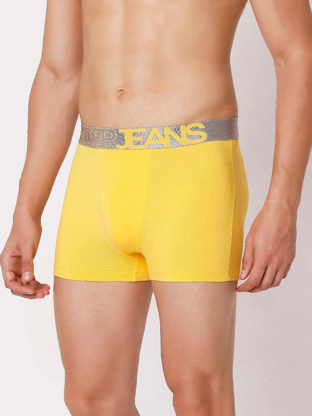 Men Premium White Yellow Navy Cotton Blend Trunk (Pack of 3)- UnderJeans by Spykar