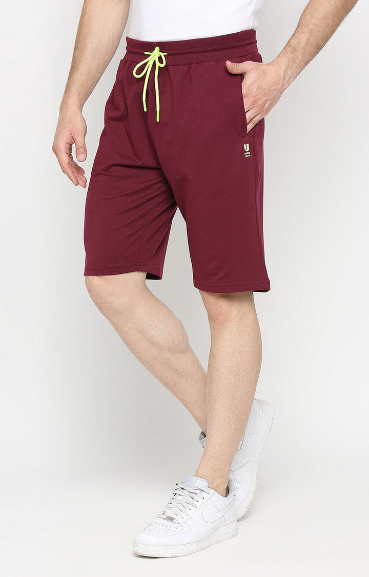 Men Premium Wine Cotton Blend Shorts - UnderJeans by Spykar