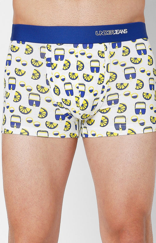 Underjeans by Spykar Men Premium Blue Cotton Blend Printed Trunk