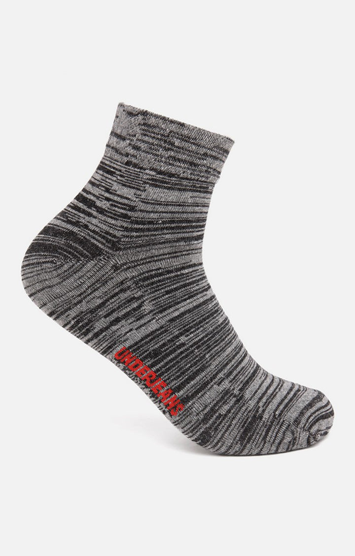 Men Premium Black Pink Grey Navy Ankle Length (Non Terry) (Pack of 4) Socks- UnderJeans by Spykar