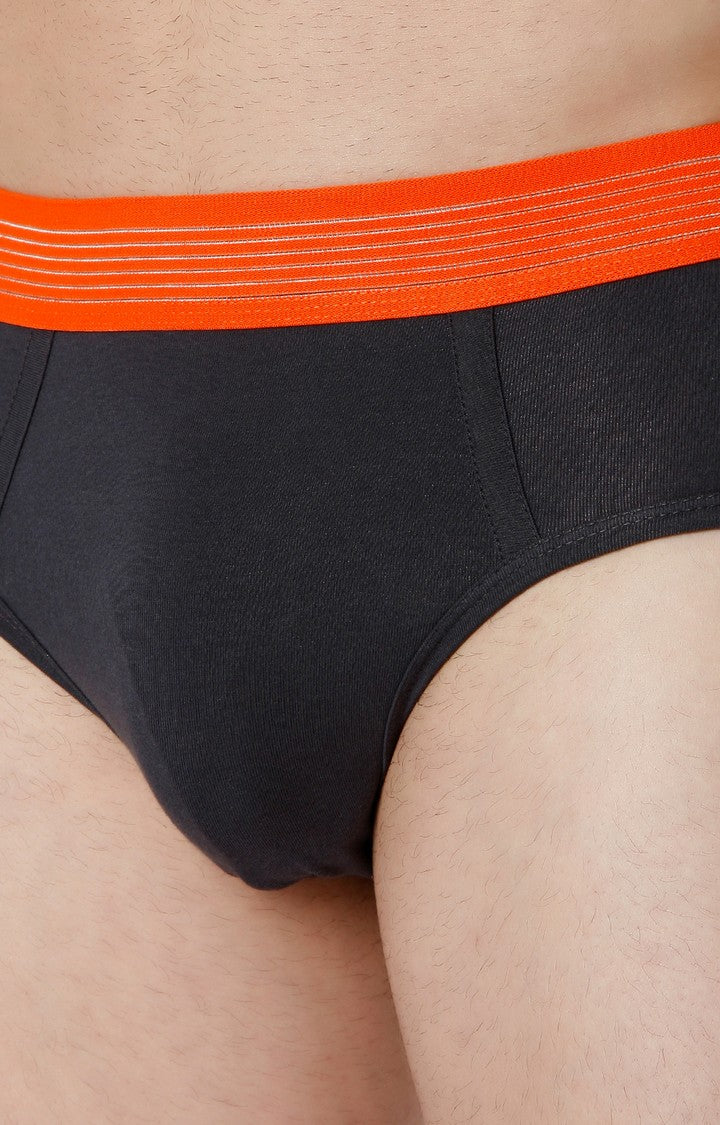 Men Premium Darkgrey Cotton Blend Brief- UnderJeans by Spykar