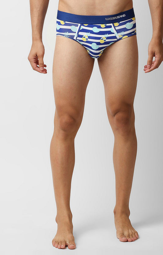 Underjeans by Spykar Men Premium Blue Cotton Blend Regular Fit Brief