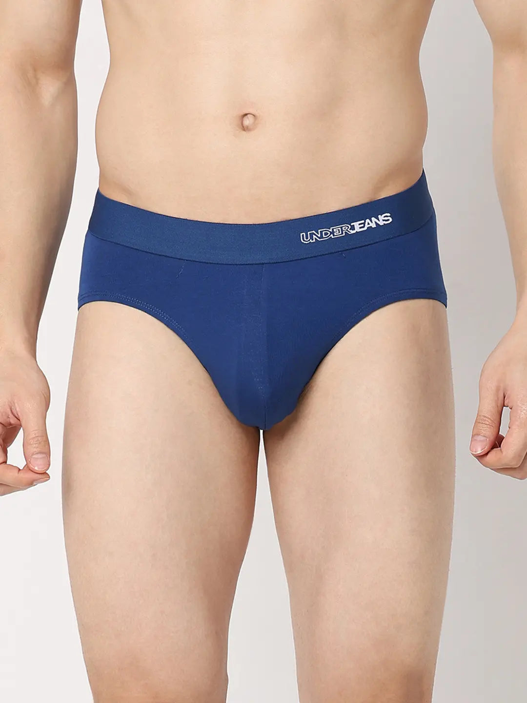 Underjeans by Spykar Men Premium Dark Blue Cotton Blend Regular Fit Brief