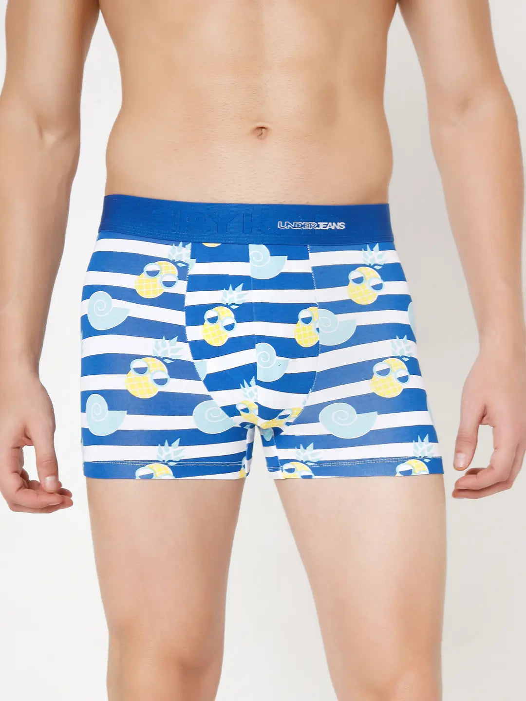 Men Premium Assorted Cotton Blend Printed Trunk - Pack Of 3- Underjeans by Spykar