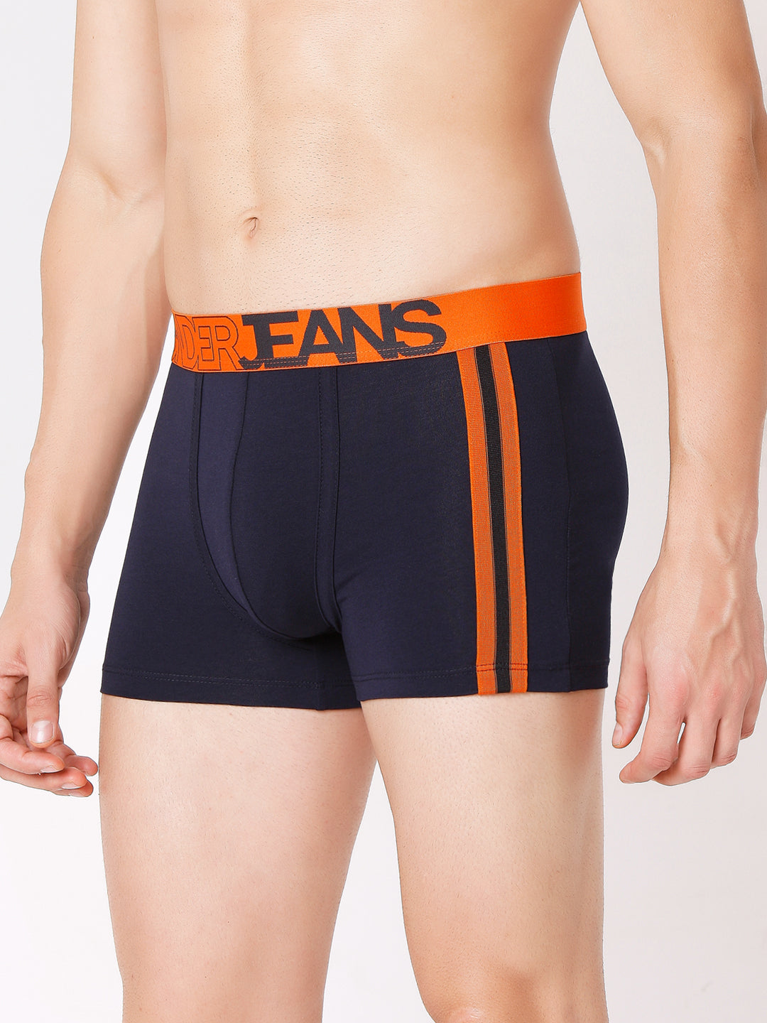 Men Premium Black-Org Navy-Org Grey-Red Cotton Blend Trunk (Pack of 3)- UnderJeans by Spykar