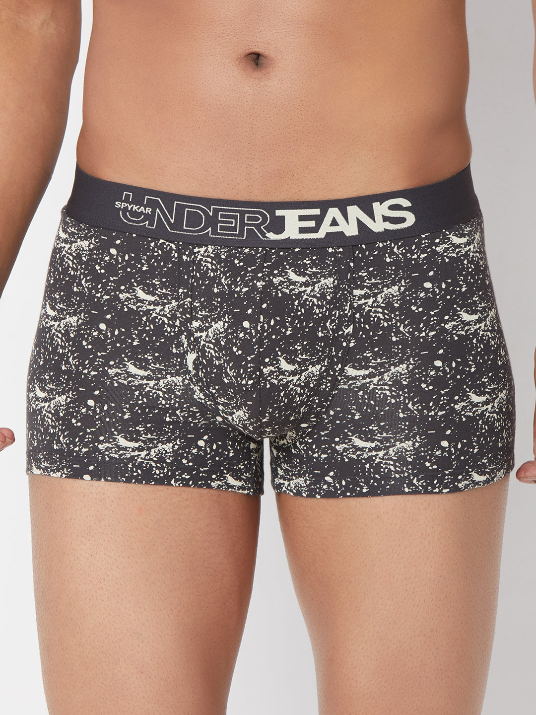 Men Premium Grey Cotton Blend Regular Fit Trunk - UnderJeans by Spykar