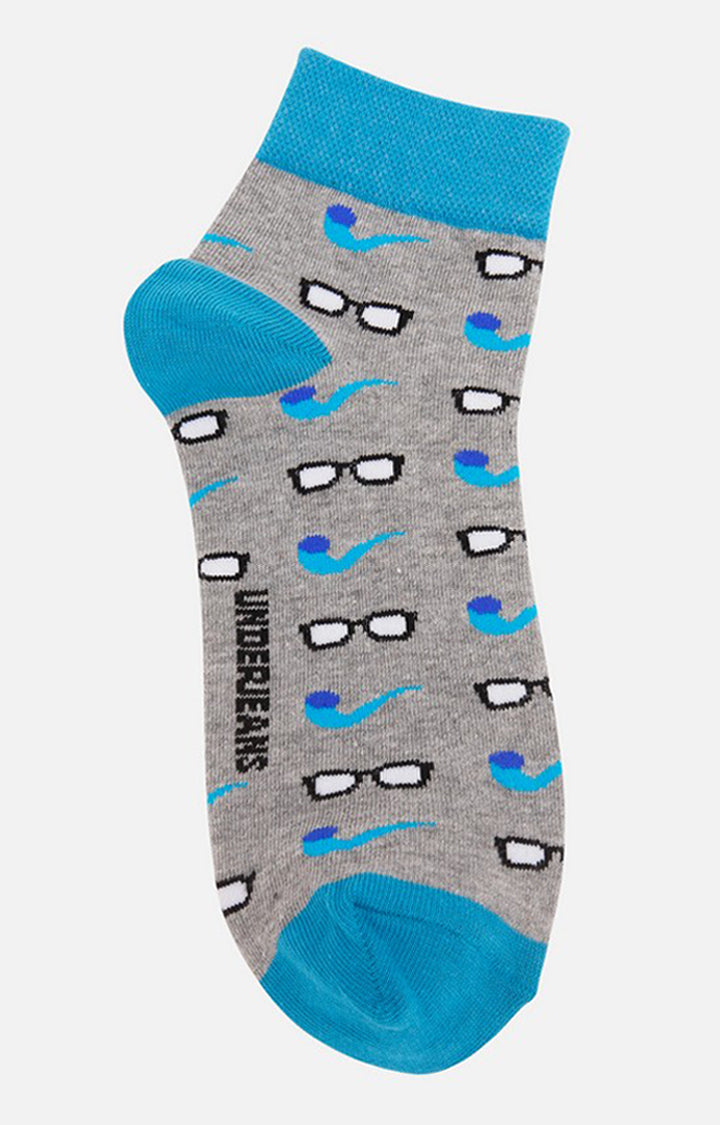 Men Premium Grey Ankle Length (Non Terry) Single Pair of Socks- UnderJeans by Spykar