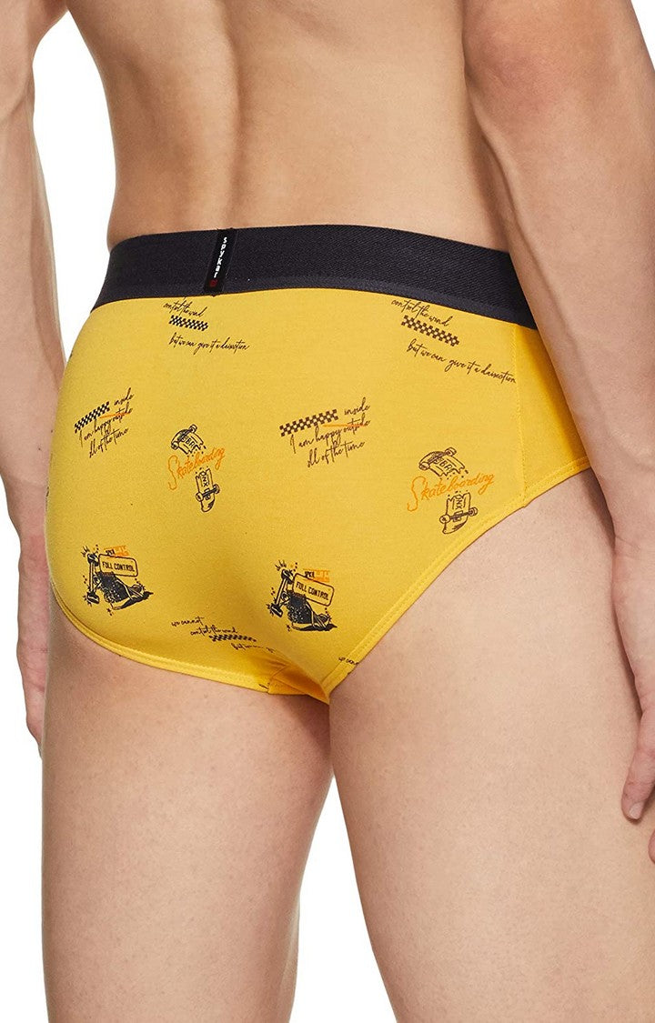 Underjeans by Spykar Men Premium Cotton Blend Yellow Brief