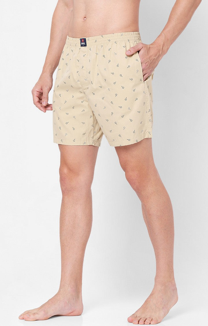 Men Premium Beige Cotton Boxers - UnderJeans by Spykar