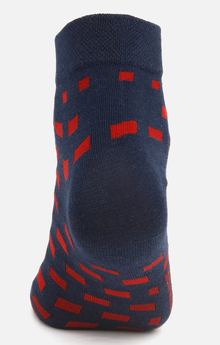 Men Premium Navy Maroon Ankle Length (Non Terry) Single Pair of Socks- UnderJeans by Spykar