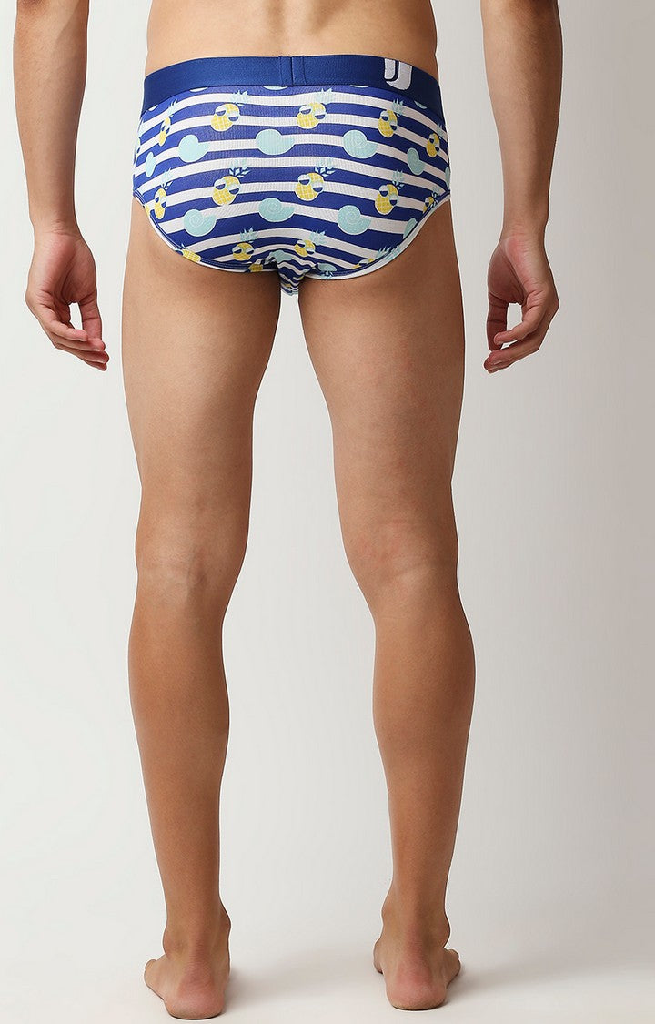 Underjeans by Spykar Men Premium Blue Cotton Blend Regular Fit Brief