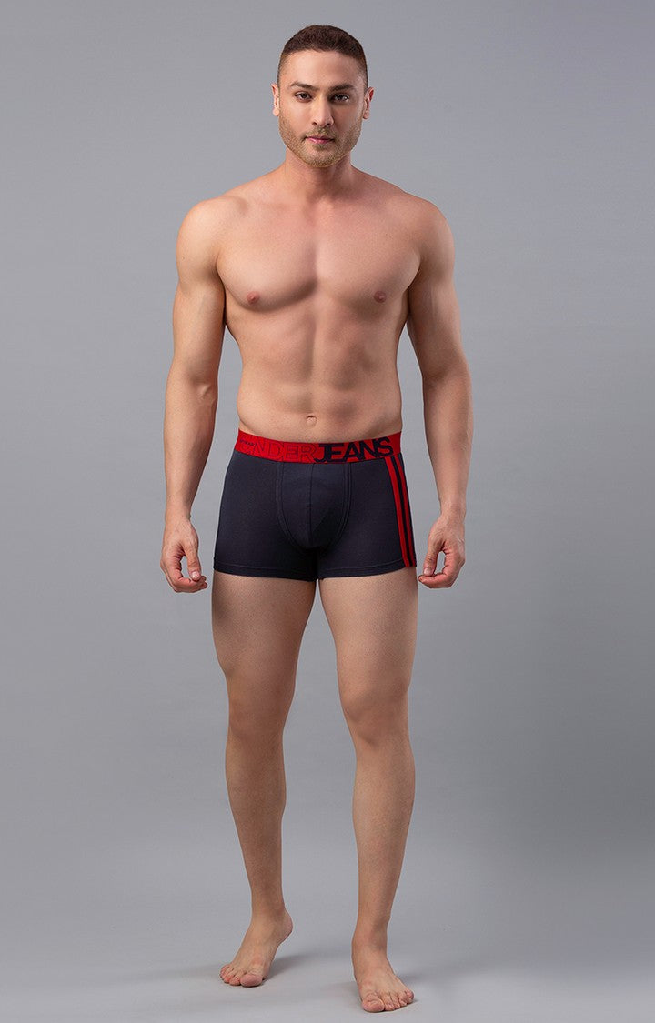Men Premium Grey-Red Cotton Blend Trunk- UnderJeans by Spykar