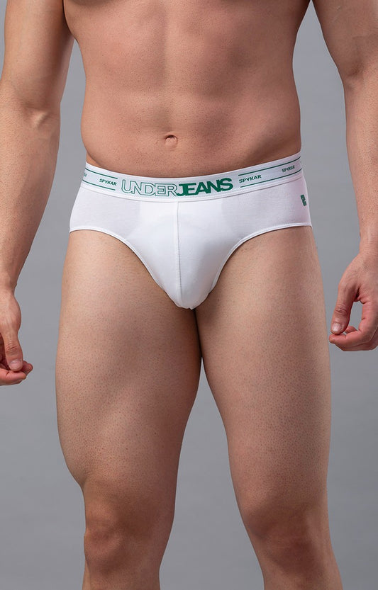 Underjeans by Spykar Men Premium Cotton Blend White Brief