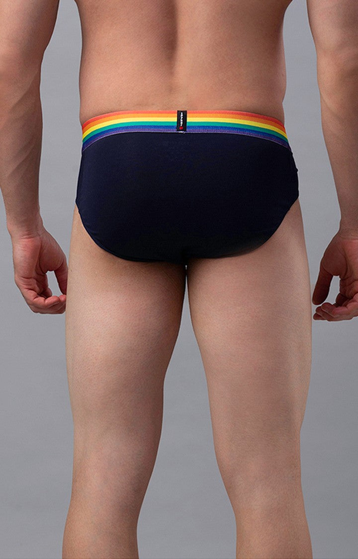 Navy Cotton Brief for Men Premium- UnderJeans by Spykar