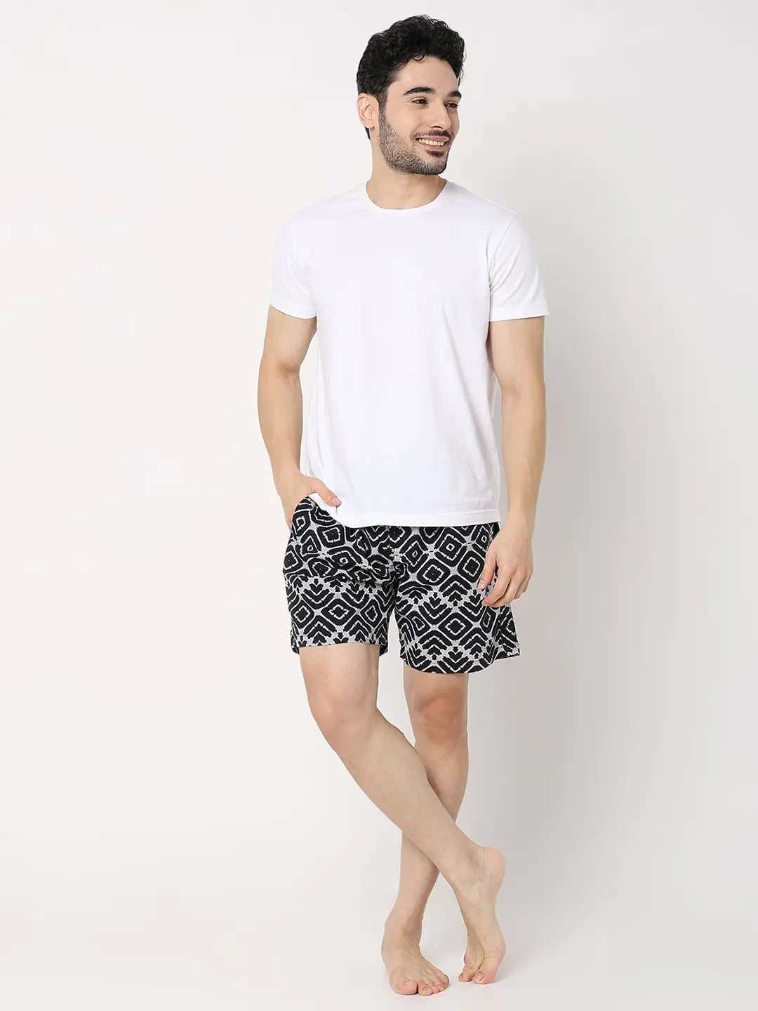 Underjeans by Spykar Men Premium Black Cotton Blend Regular Fit Boxer Shorts